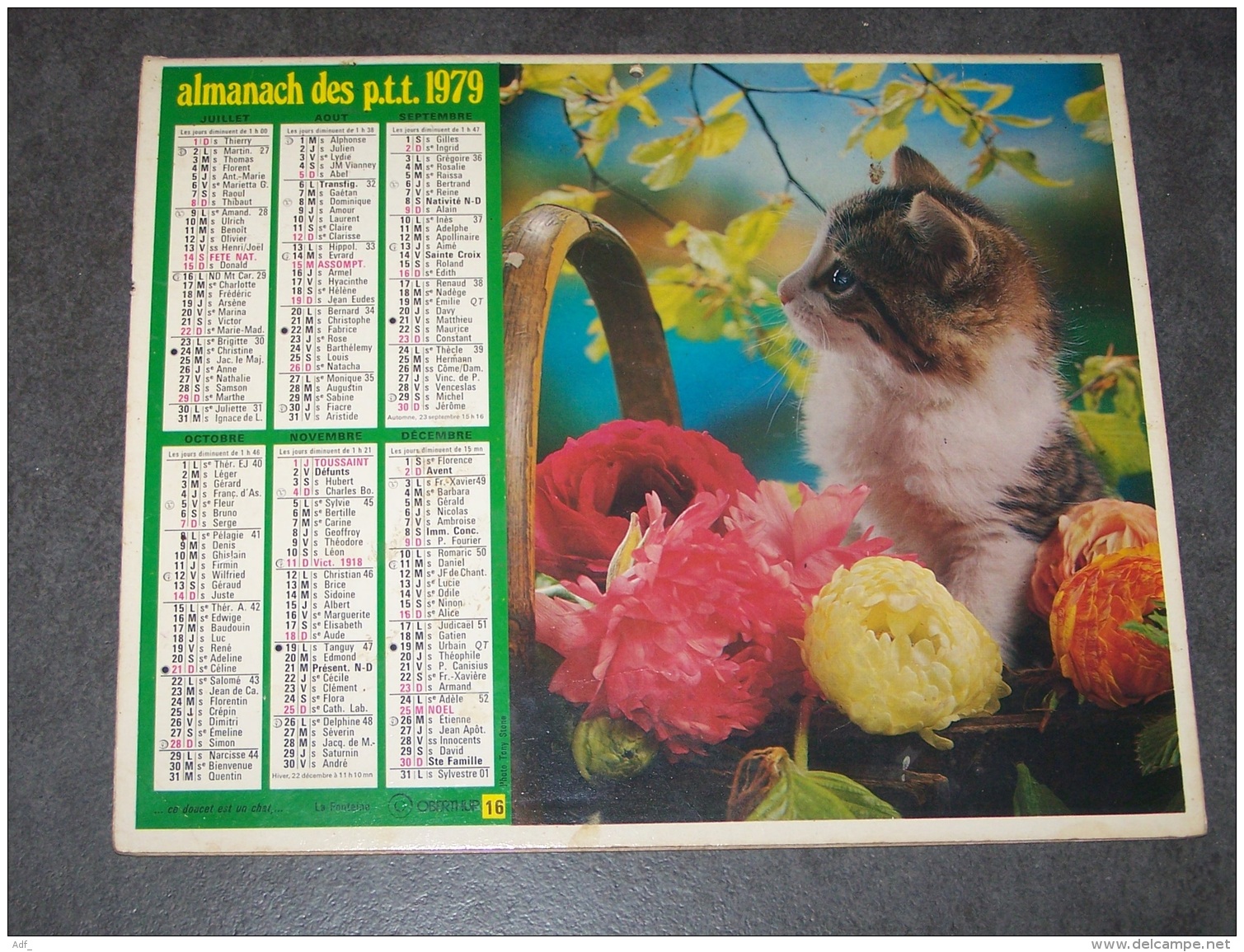 1979 ALMANACH CALENDRIER DES P.T.T, PTT, POSTE, OBERTHUR, MARNE 51