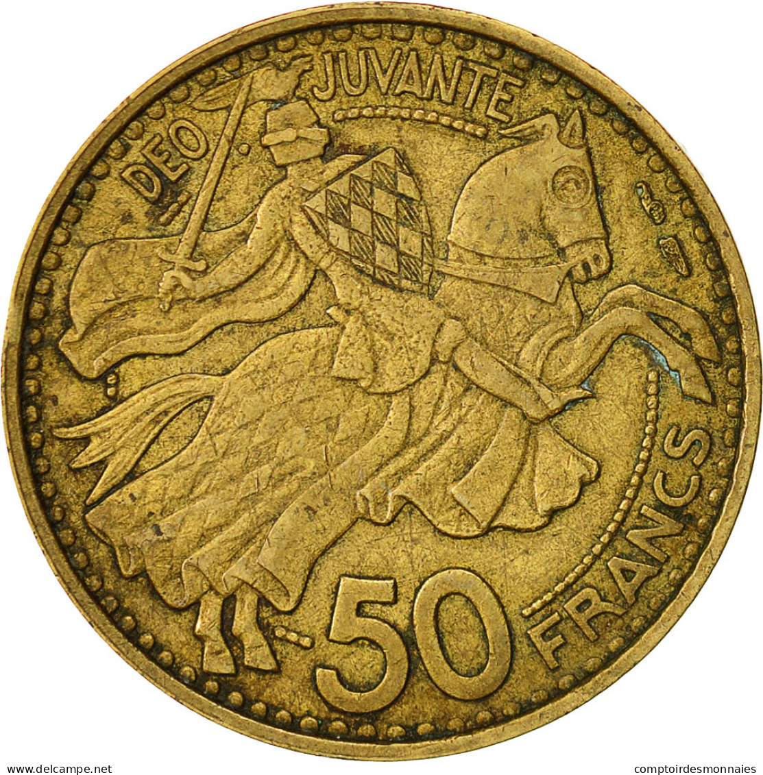 Monnaie, Monaco, Rainier III, 50 Francs, Cinquante, 1950, TTB, Aluminum-Bronze - 1949-1956 Anciens Francs