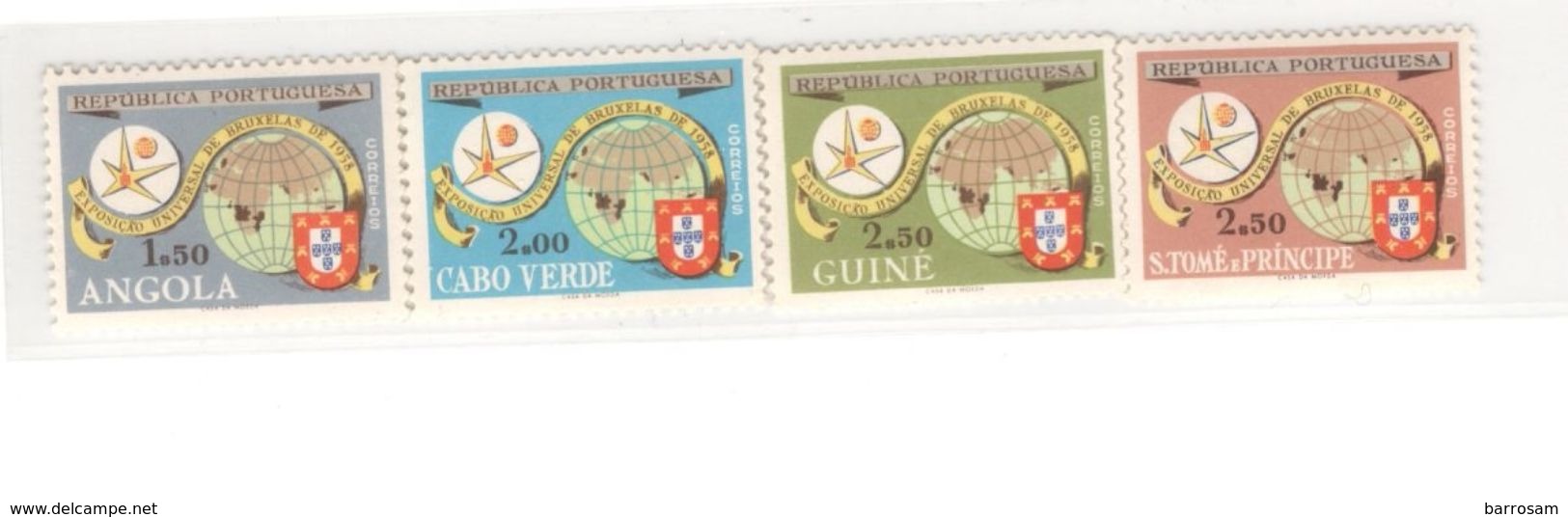 Portugese Colony Lot Of WORLD EXPO 1958:Angola,Guinea,CapeVerde,St.Thomas &P. Mnh** - 1958 – Bruxelles (Belgique)