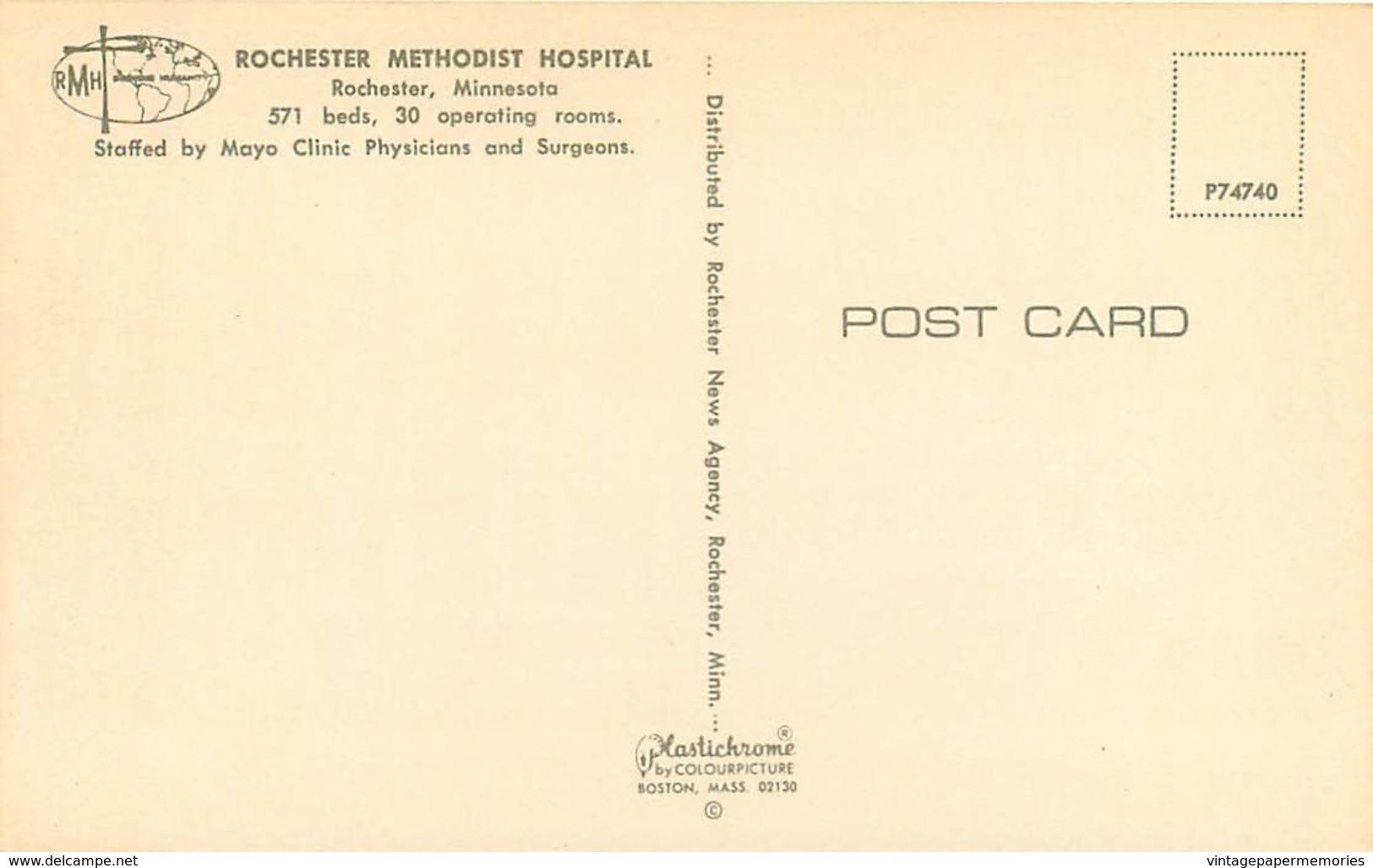 275915-Minnesota, Rochester, Methodist Hospital, Colourpicture No P74740 - Rochester