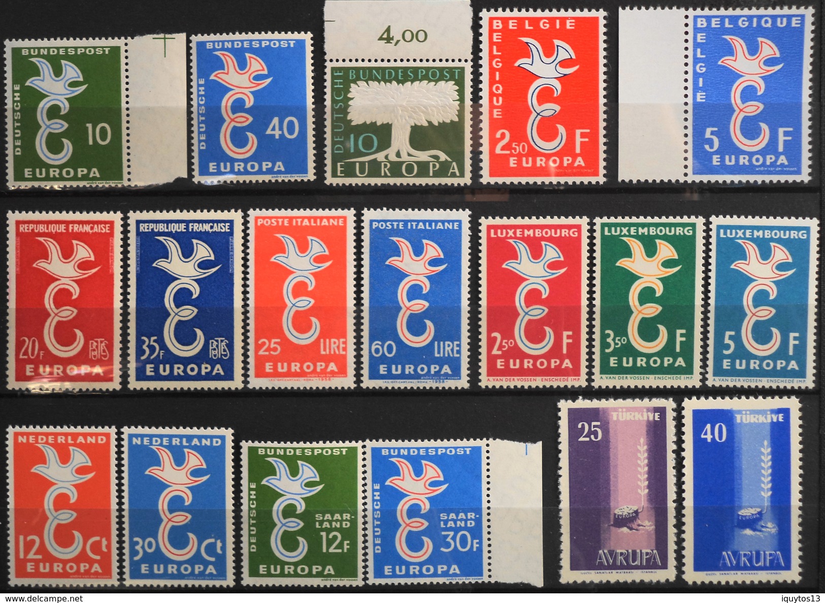 EUROPA ANNEE COMPLETE 1958 - 18 VALEURS TIMBRES NEUFS**qualité Irréprochable - Superbe - Années Complètes