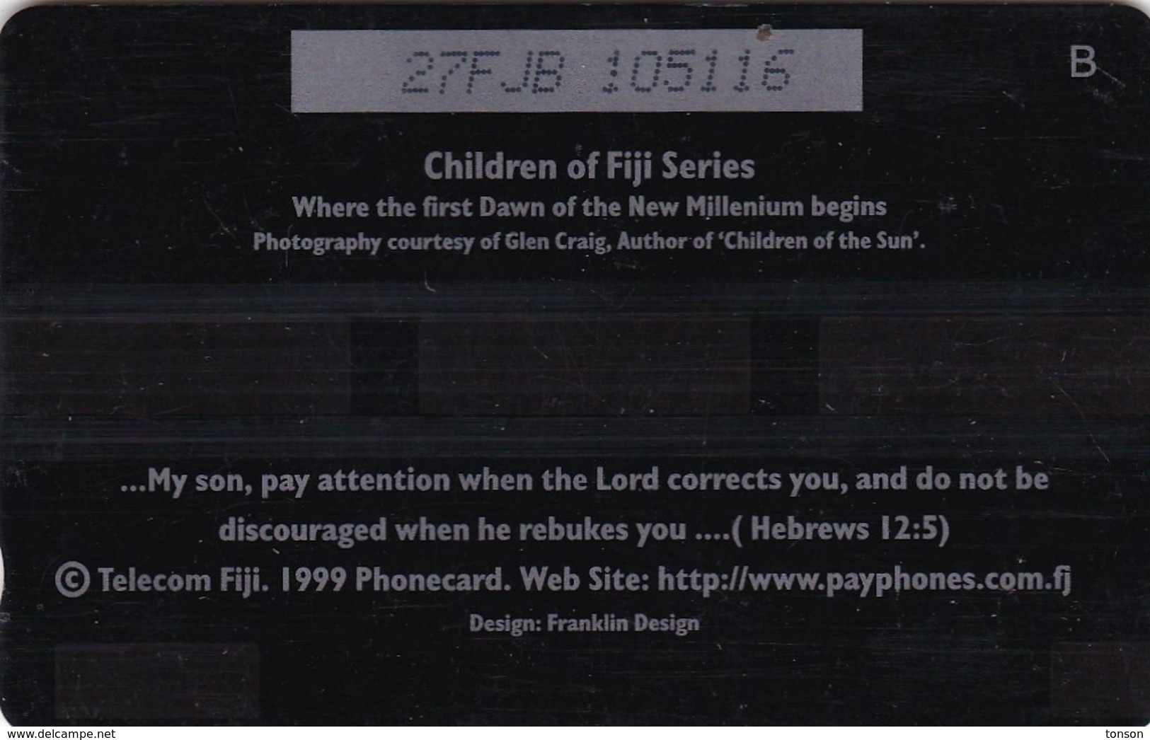 Fiji, 27FJB, 1998 Children Of Fiji, Fijian Boy, 2 Scans - Fidji