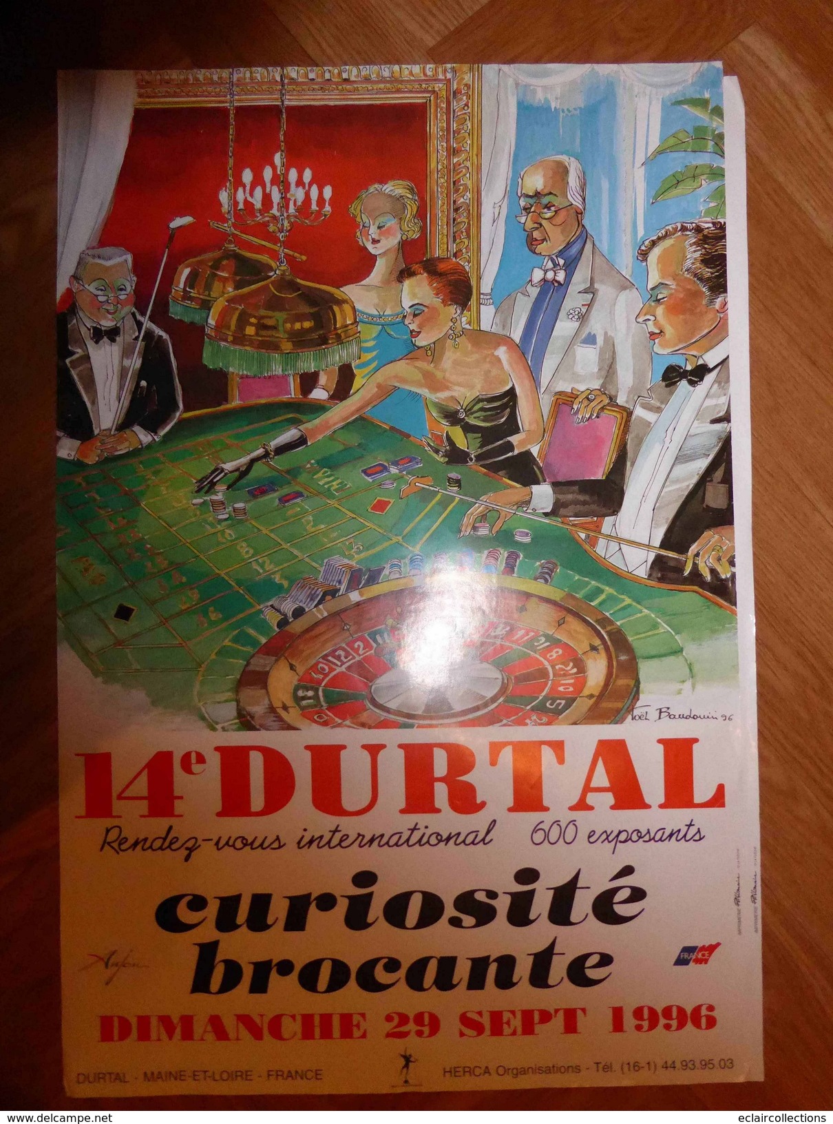 Affiche:   Joêl Baudoin  Durtal 1996  -   Casino.Jeu De La Roulette     63 X 42 - Affiches