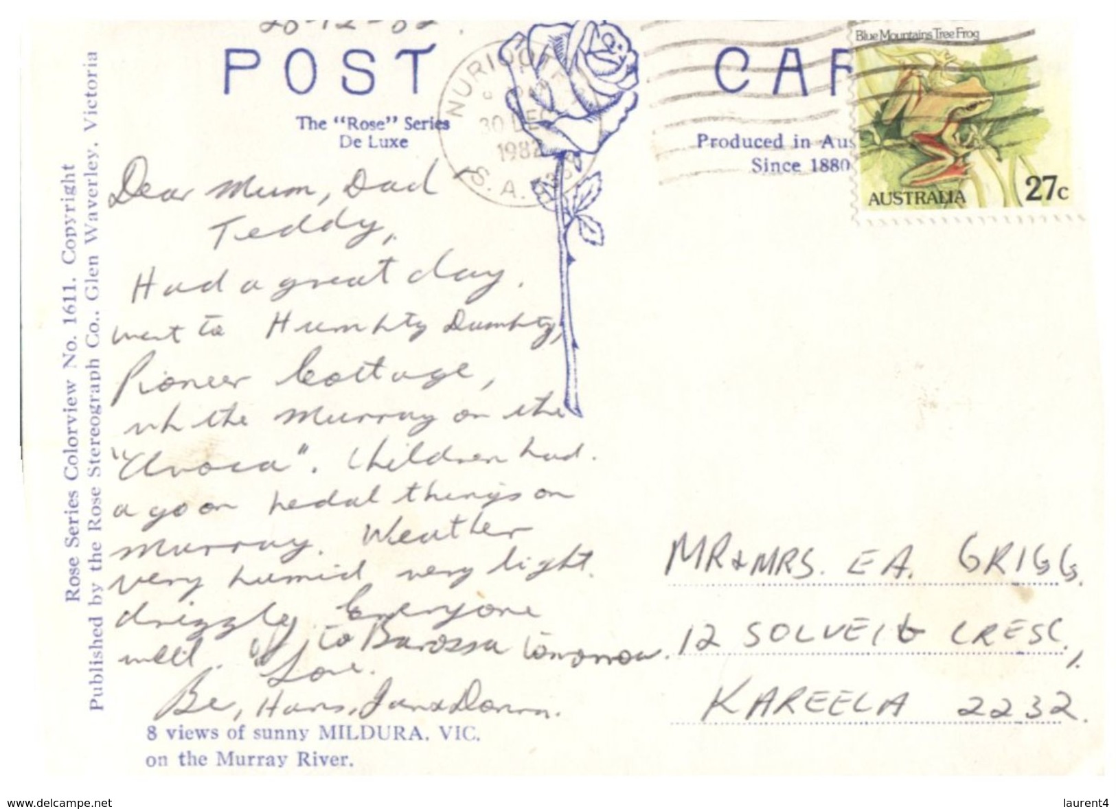 (PH 208) Australia - (with Stamp At Back Of Card) - VIC - Mildura - Mildura