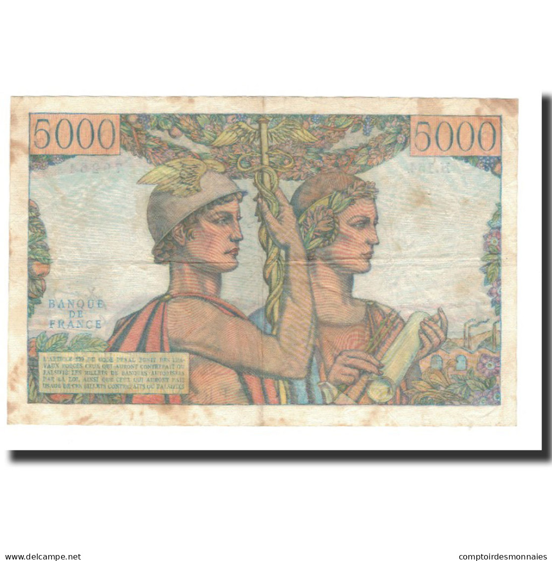 Billet, France, 5000 Francs, 1956-12-6, TTB, Fayette:48.12, KM:131c - 5 000 F 1949-1957 ''Terre Et Mer''