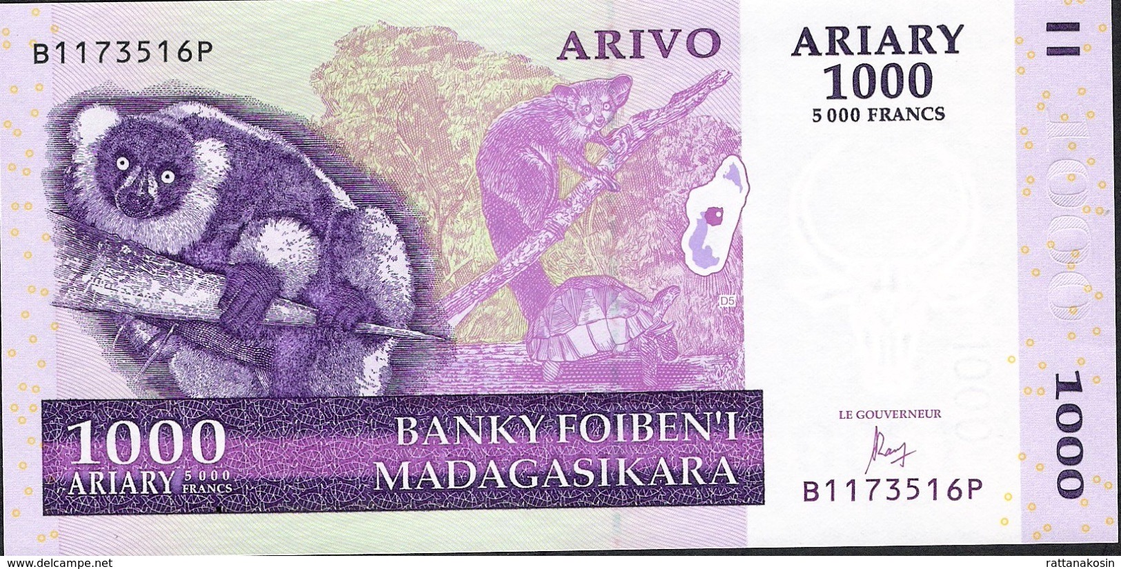 MADAGASCAR P89c 1000 ARIARY  2004  BP Signature 7 Issued 2016 UNC. - Madagascar