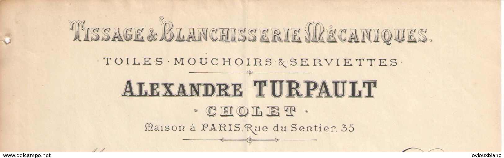 Facture Ancienne/Tissage & Blanchisserie Méca/ Mouchoirs & Serviettes/ Alexandre Turpault/CHOLET/M & L/1892  FACT248 - Kleding & Textiel