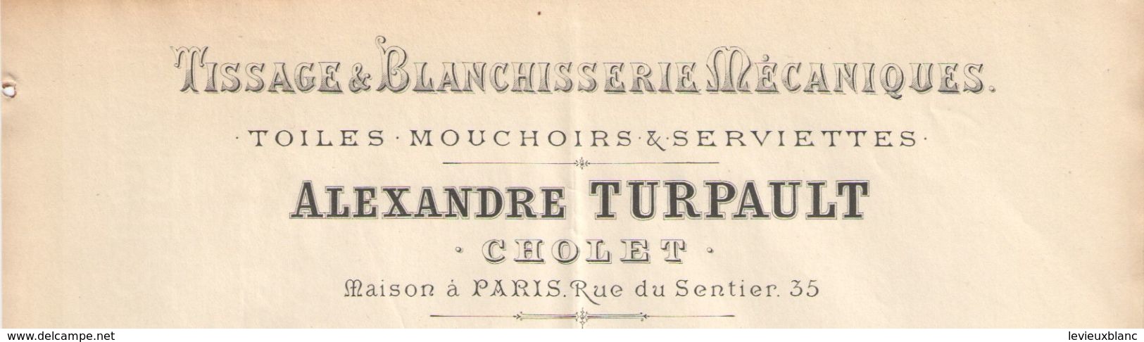 Facture Ancienne/ Mouchoirs & Serviettes/ Alexandre Turpault/CHOLET/M & L/ Mézin/St Jean Du Gard/1892          FACT272 - Textile & Clothing