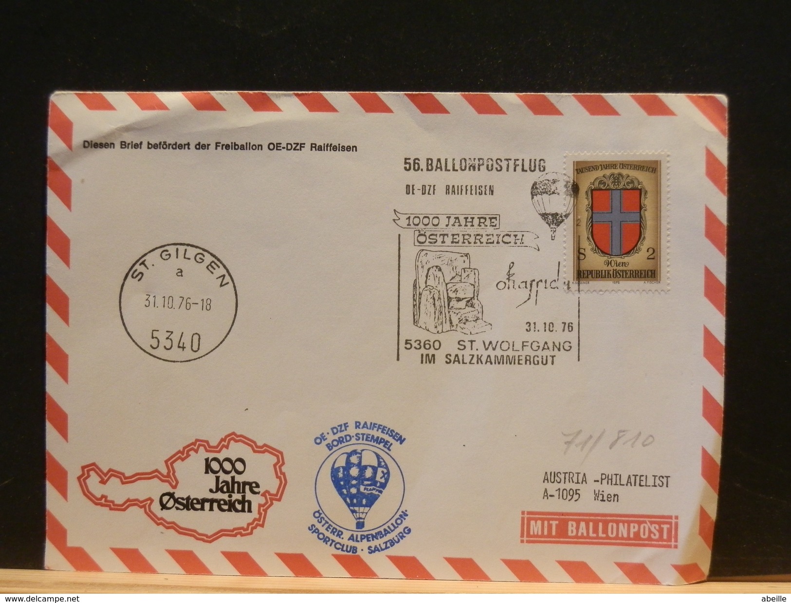 71/810  LETTRE 1976 - Balloon Covers