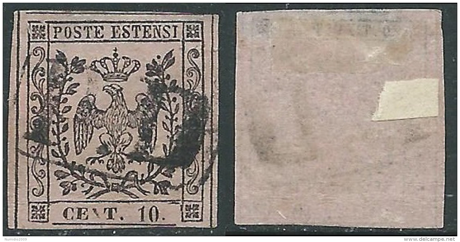 1852 DUCATO DI MODENA USATO AQUILA CON PUNTO 10 CENT - AS1 - Modena