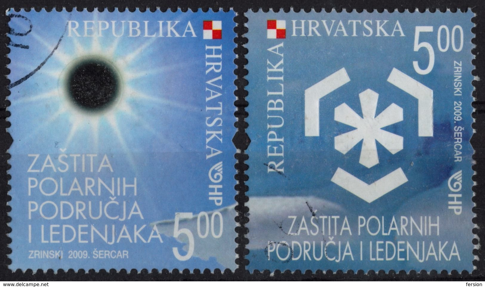 Croatia 2009 Preservation Of Polar Regions And Glaciers - Used - Solar Eclipse - Behoud Van De Poolgebieden En Gletsjers