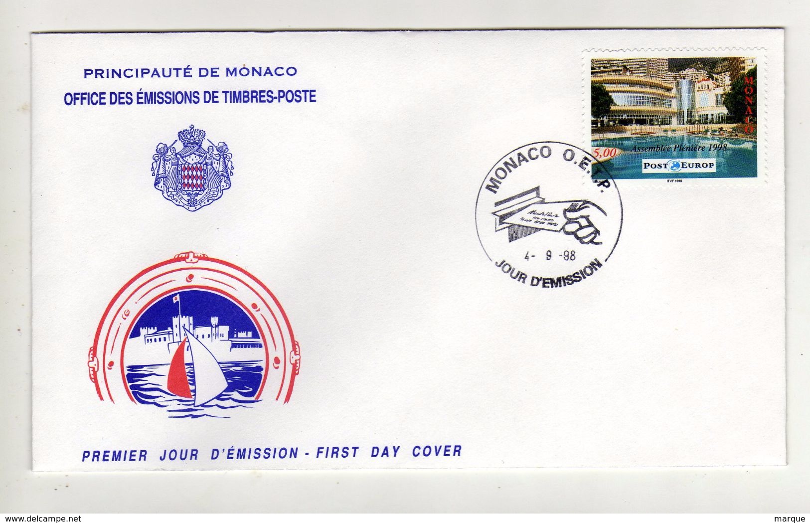 Enveloppe 1er Jour MONACO O.E.T.P. 04/09/1998 - FDC