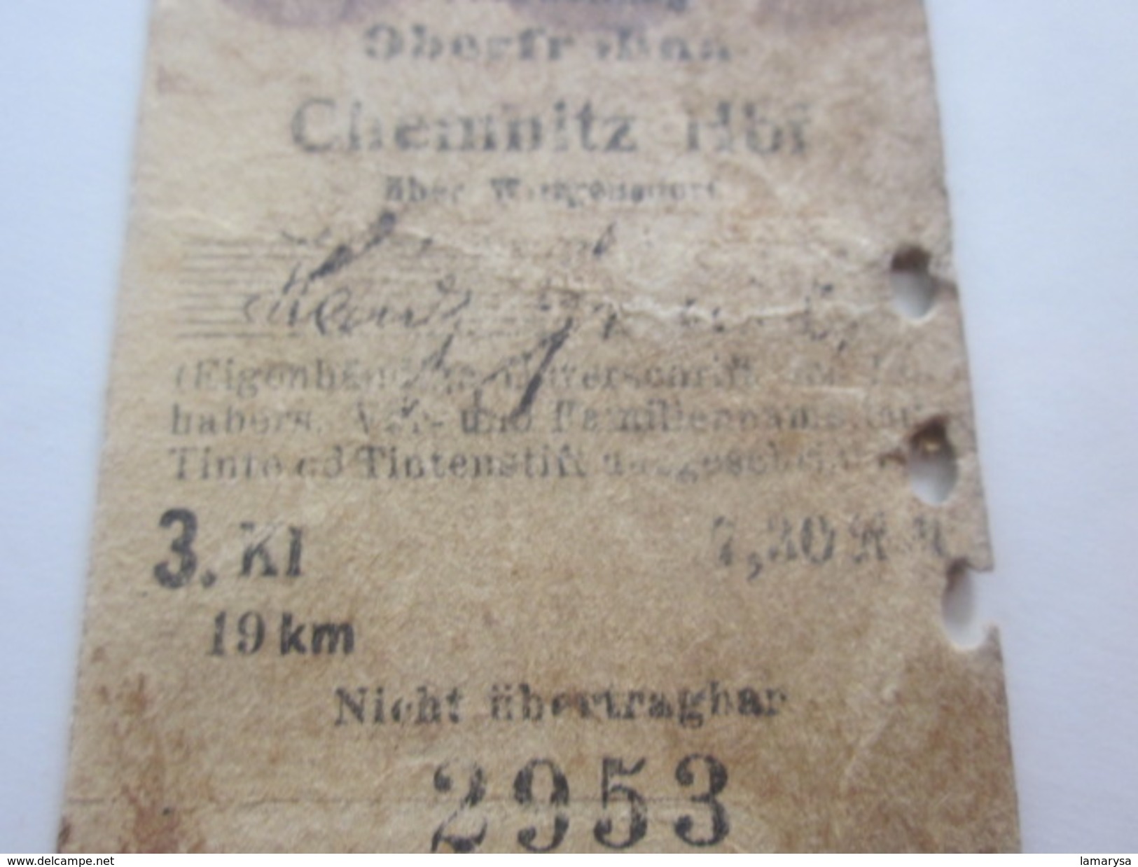 SCHULERMONATSKARTE-PERSONENZUG Titre De Transport Ticket Carte Ferroviaire Mensuel Chemin De Fer Allemagne Chemnitz - Europa