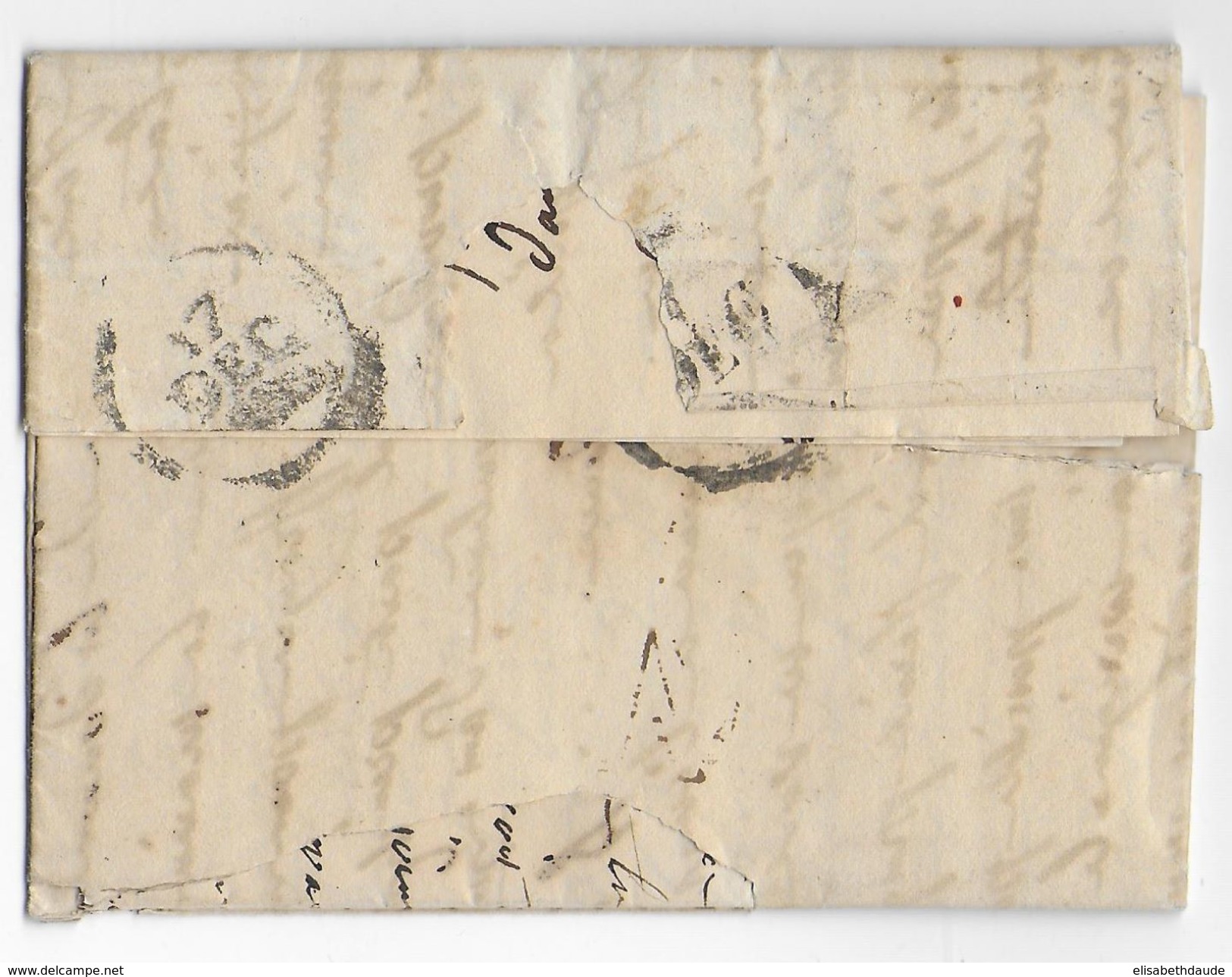 MARITIME - 1829 - LETTRE PURIFIEE De BORDEAUX => MARIN ENSEIGNE De VAISSEAU - RARE ENTREE "PAYS D'OUTREMER PAR TOULON" - Entry Postmarks