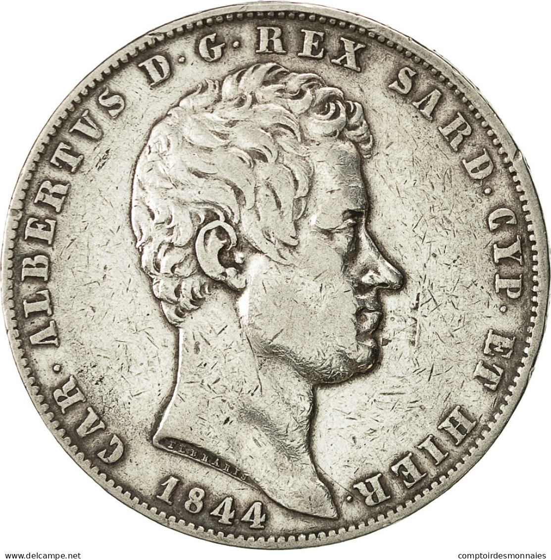 Monnaie, États Italiens, SARDINIA, Carlo Alberto, 5 Lire, 1844, Genoa, TTB - Piemonte-Sardinië- Italiaanse Savoie