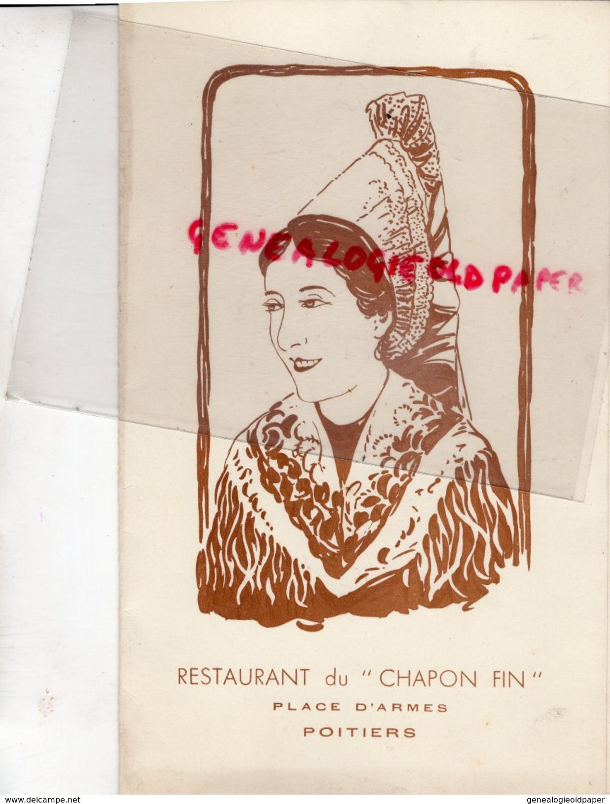 86- POITIERS- RARE MENU RESTAURANT DU CHAPON FIN-PLACE D' ARMES-11 JUILLET 1936-DIRECTEUR AUX AGENTS DE LA VIENNE - Menú