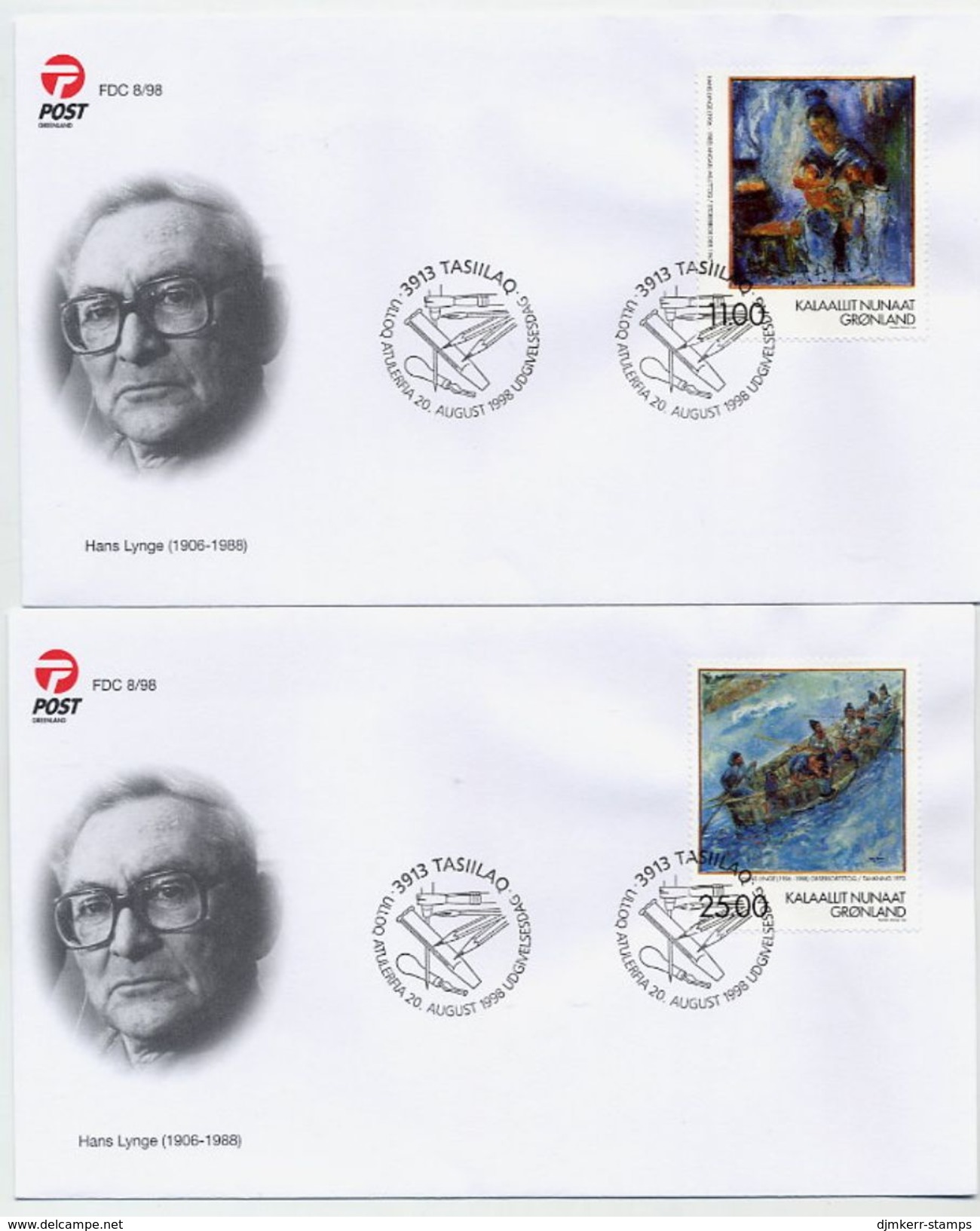 GREENLAND 1998 Paintings On FDCs.  Michel 325-26 - FDC