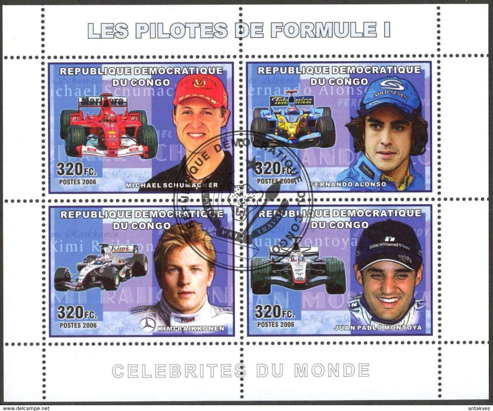 {CN03} Congo 2006 Pilots Of Formula - 1 Sheet Used / CTO - Oblitérés