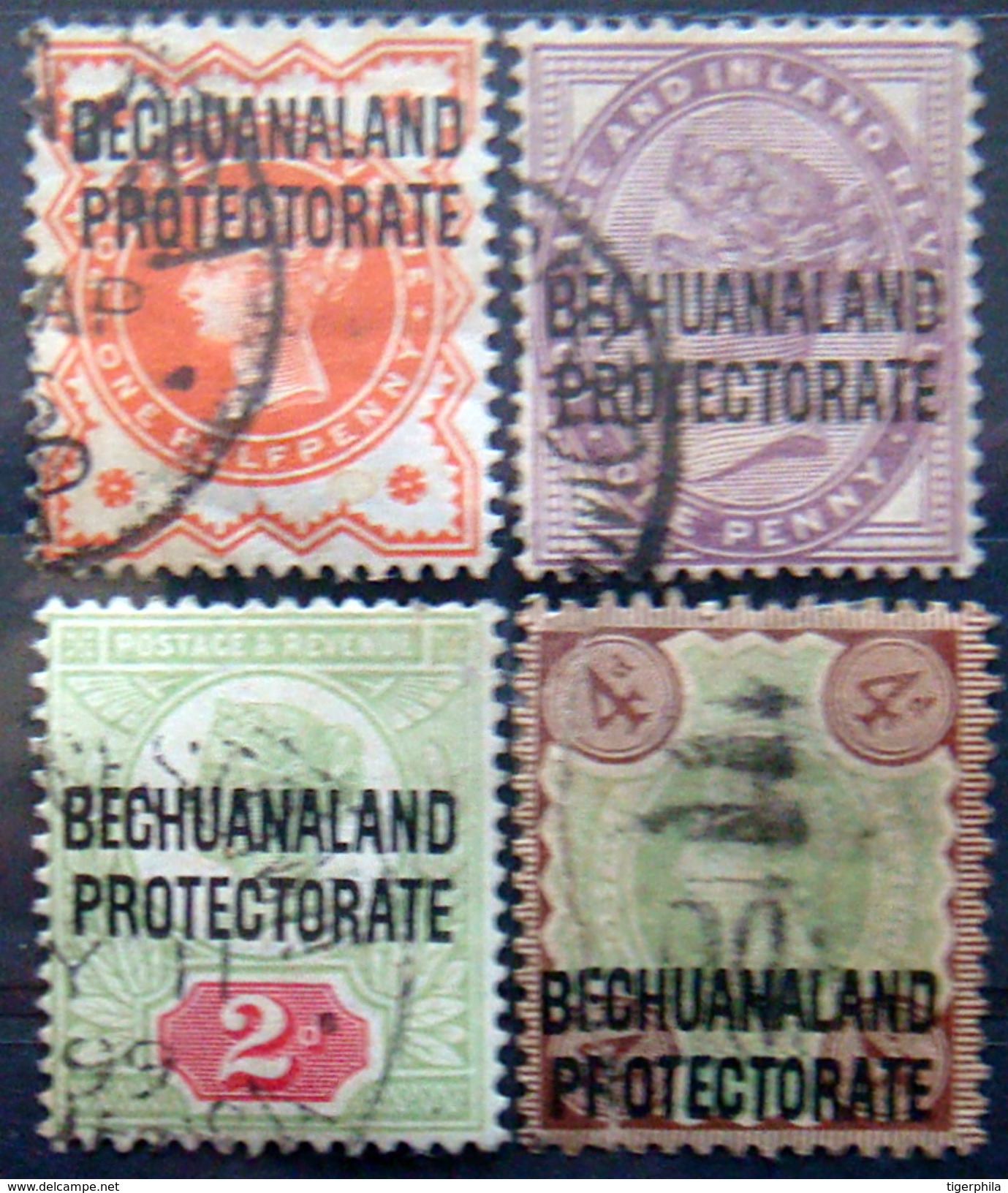 BECHUANALAND 1897 1/2d,1d,2d,4d Queen Victoria Used 4d Is Damaged And Repaired - 1885-1964 Bechuanaland Protectorate