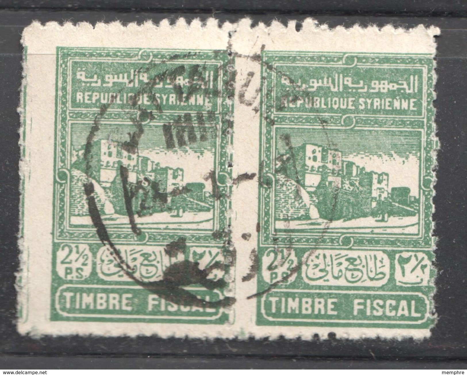 Paire De Timbres Fiscaux De 2½ Piastres  Oblitérés à Lattaquié - Andere & Zonder Classificatie