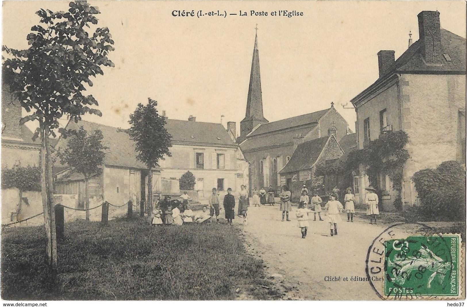 Cléré - La Poste Et L'Eglise - Cléré-les-Pins