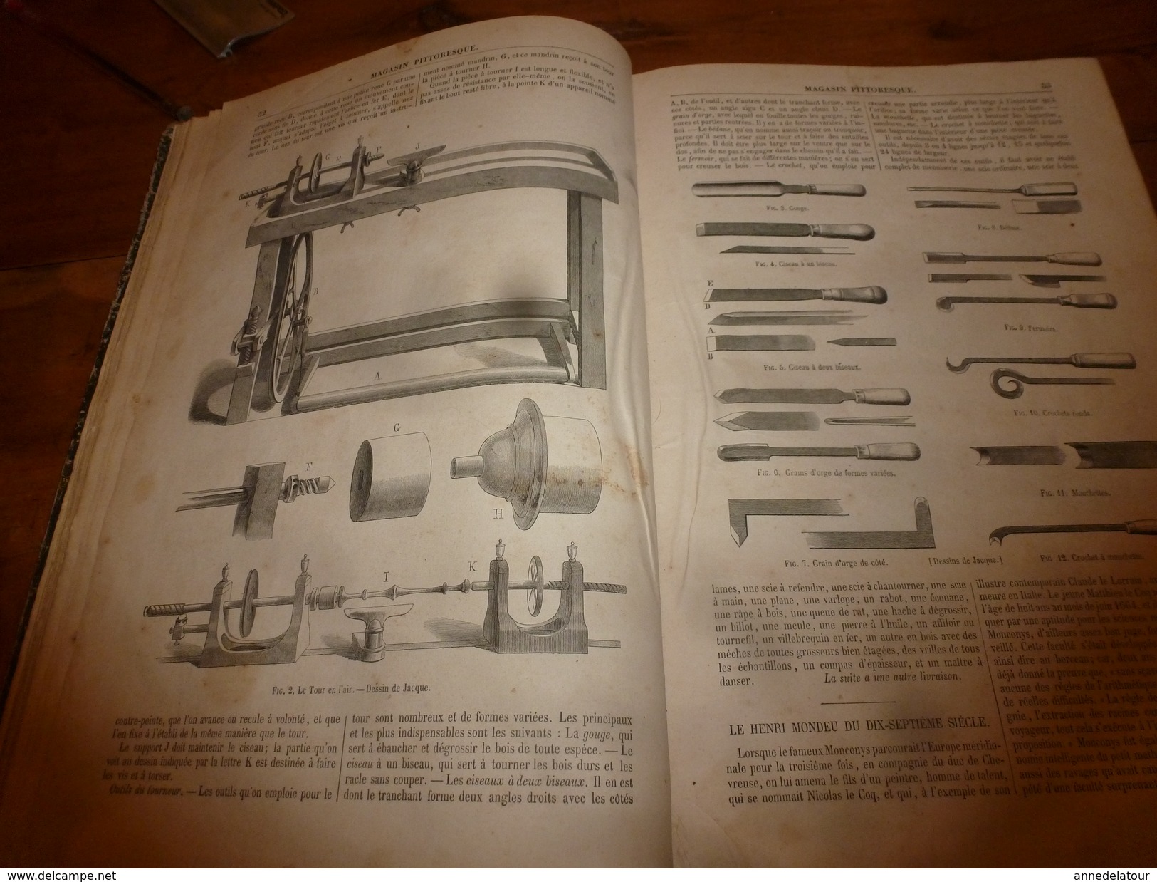 1853  MAGASIN PITTORESQUE  :L'ARTdu TOURNEUR (tournage);Villers,Andresselles,Tonquedec,Bruxelles;etc