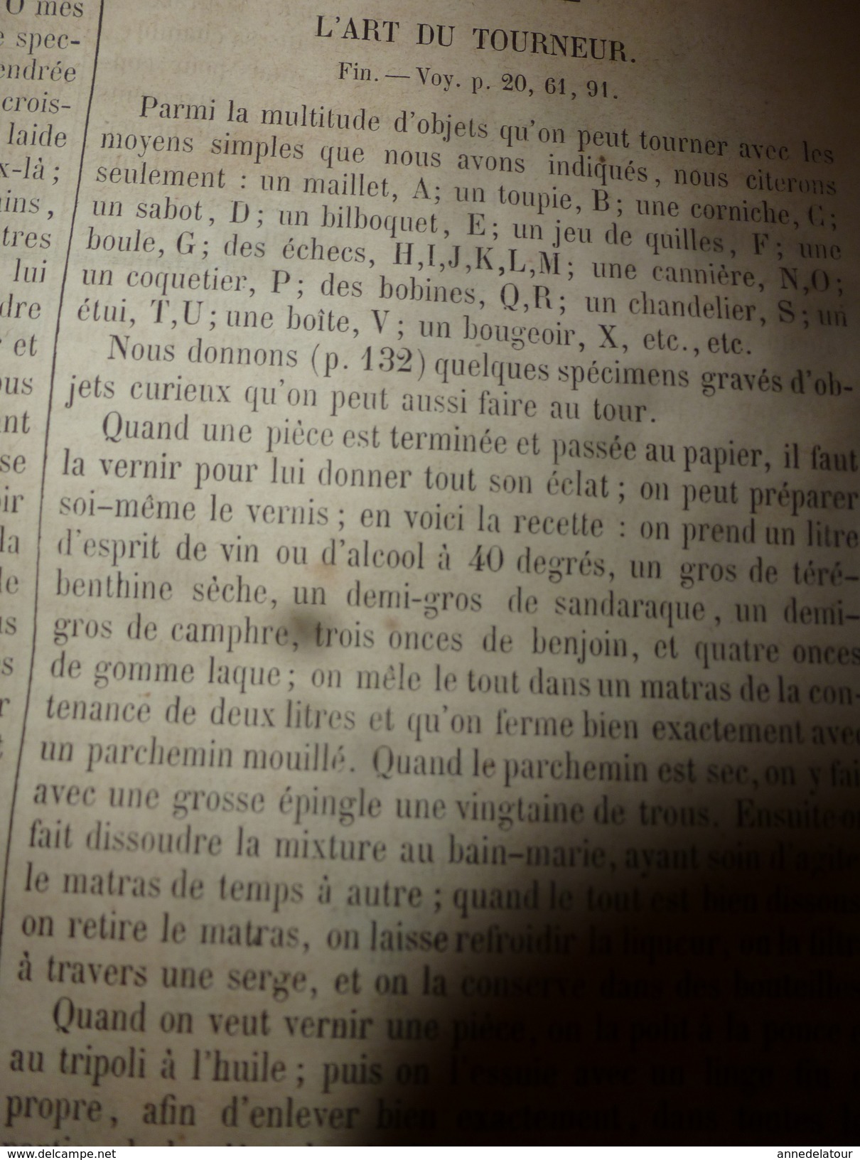 1853  MAGASIN PITTORESQUE  :L'ARTdu TOURNEUR (tournage);Villers,Andresselles,Tonquedec,Bruxelles;etc