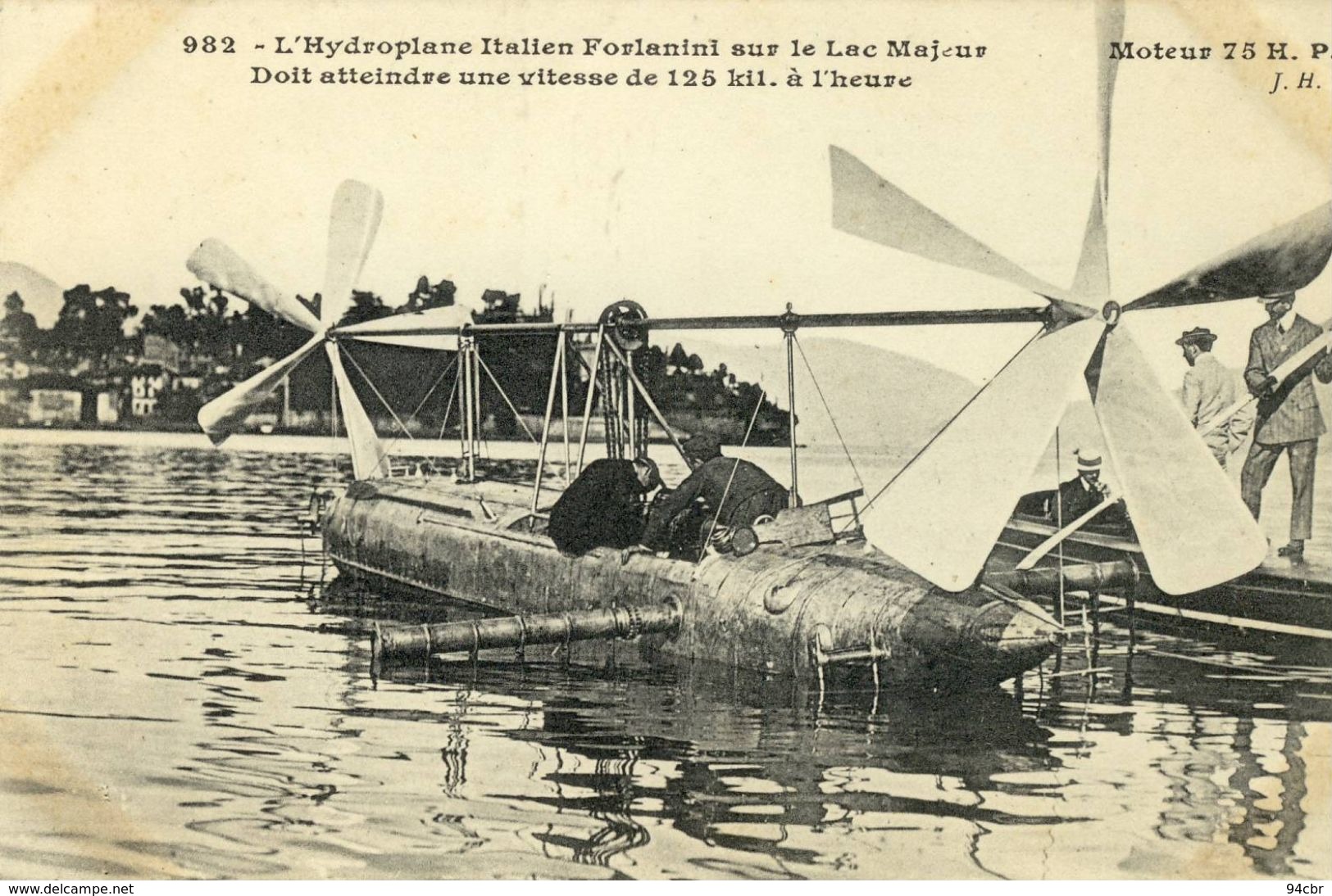 CPA (  Aviation) L Hydroplane Italien Forlanini Sur Le Lac Majeur ( Boite 3  ) Parfait Etat Pas Tachée - Hovercrafts