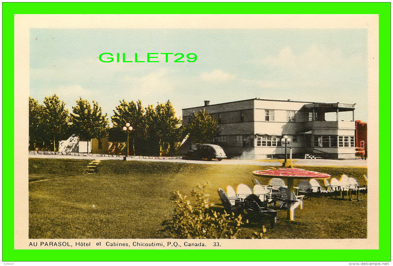 CHICOUTIMI, QUÉBEC - AU PARASOL, HOTEL ET CABINES - ANIMÉE VIEILLE VOITURE - PECO - - Chicoutimi