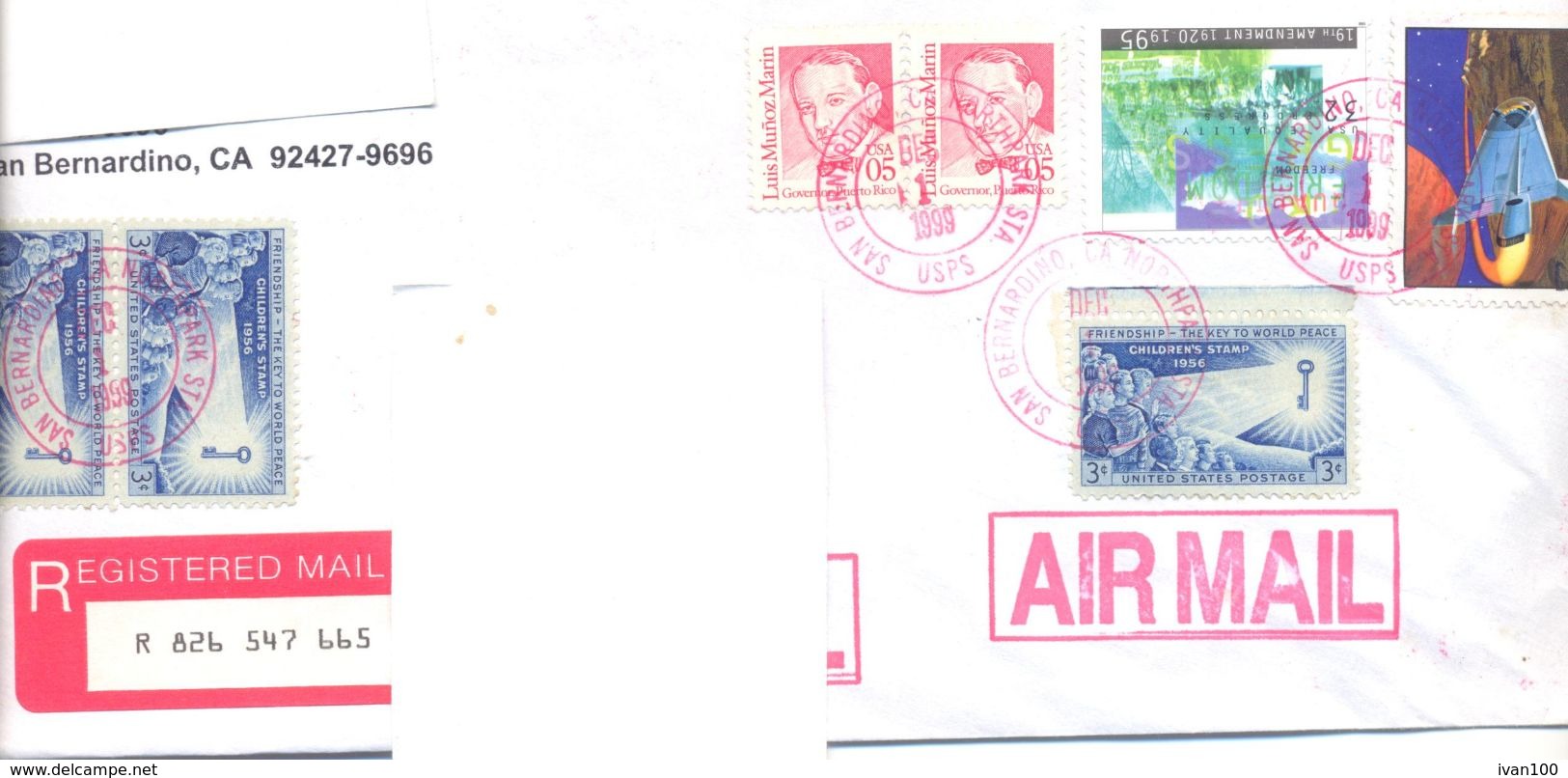 1999. USA, The Letter Sent By Registered Air-mail Post To Moldova - Lettres & Documents