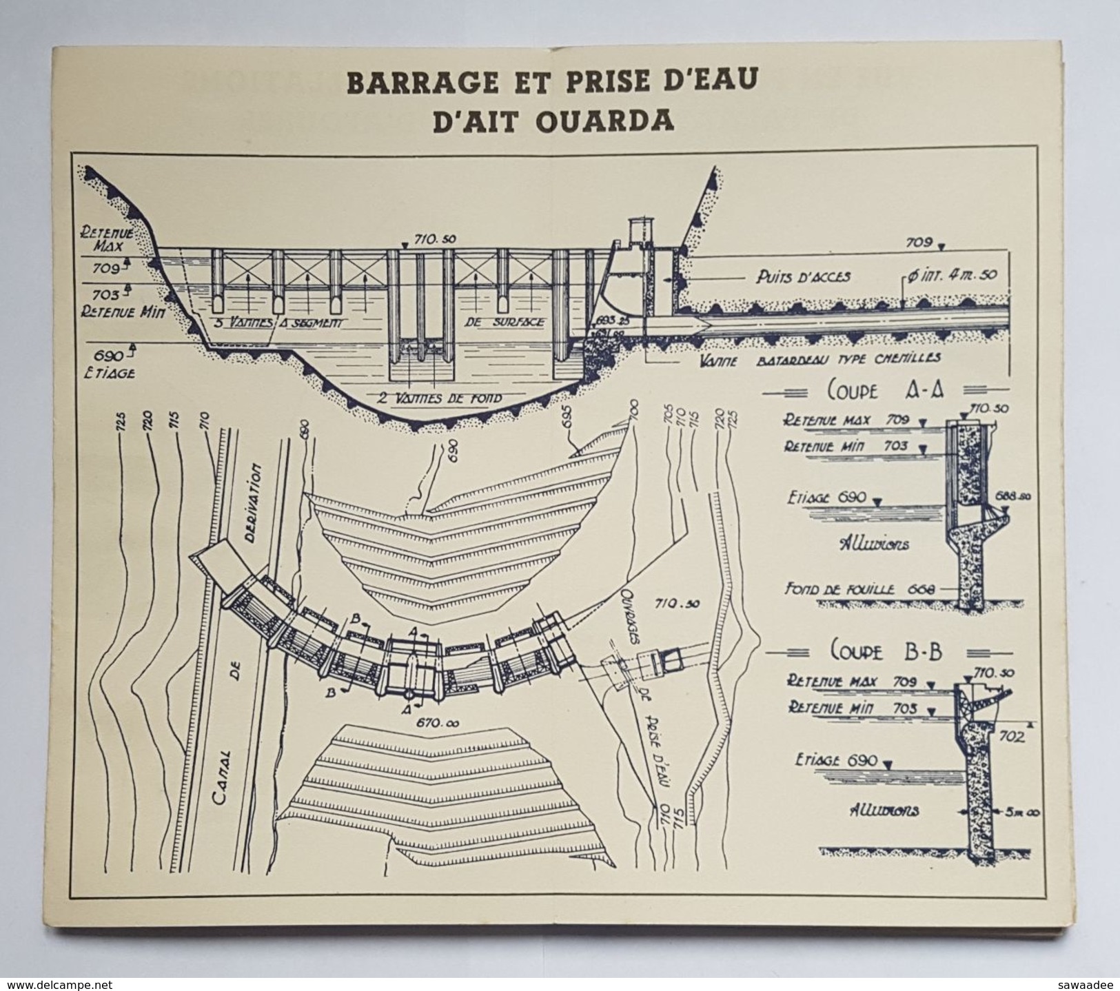 PLAN ET CARTE - ENERGIE ELECTRIQUE DU MAROC - AMENAGEMENT HYDRO ELECTRIQUE DE L'OUED EL ABID - AIT OUARA AFOURER - 1950 - Wereld