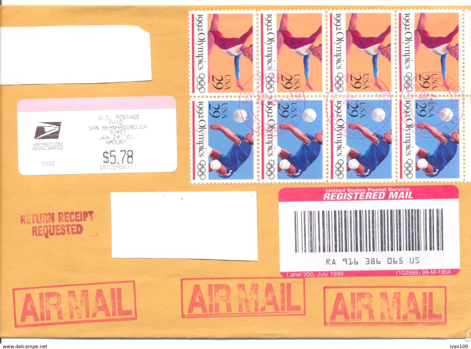 2001. USA, The Letter Sent By Registered Air-mail Post To Moldova - Lettres & Documents