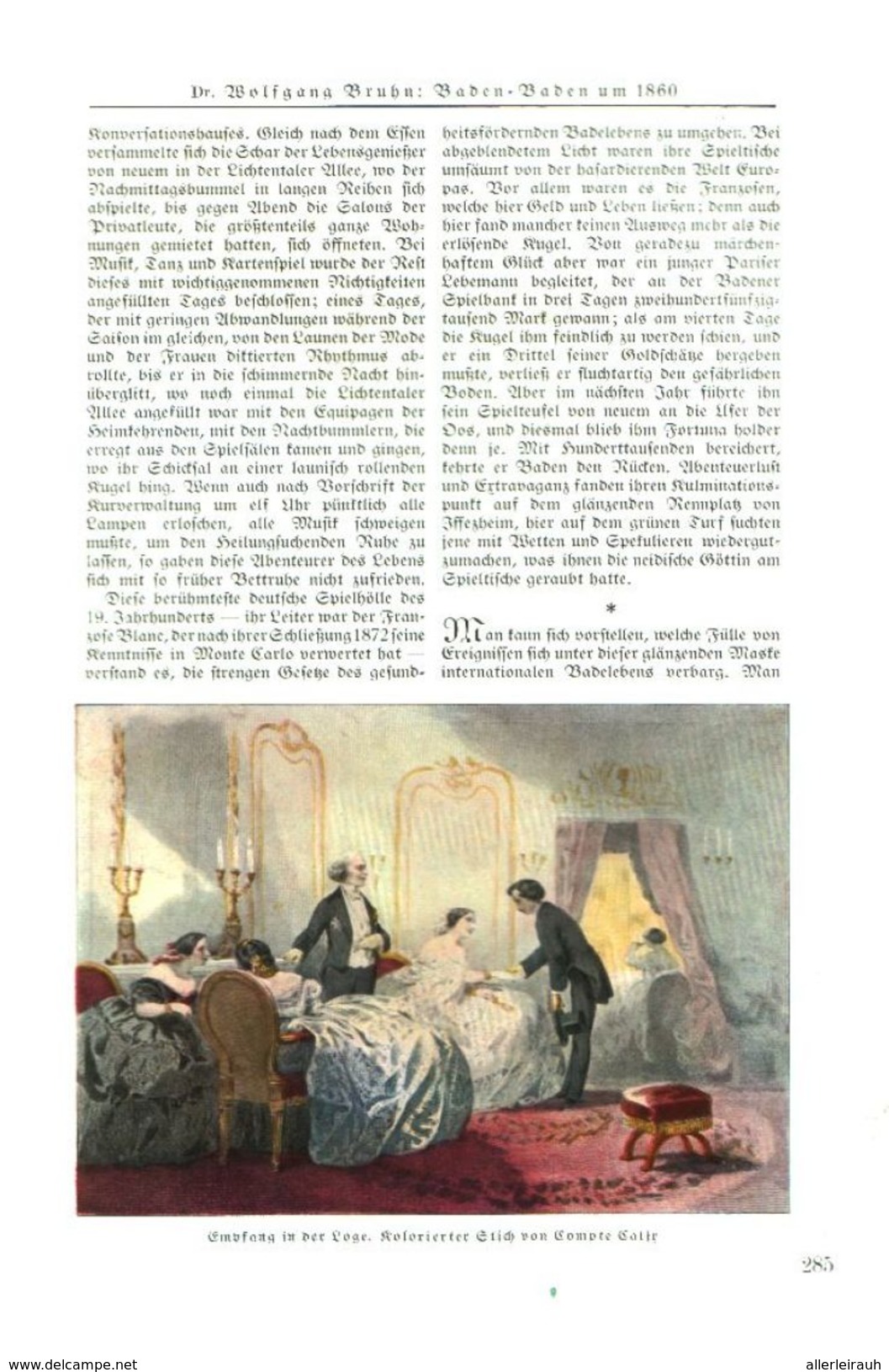 Baden-Baden Um 1860 /  Artikel, Entnommen Aus Zeitschrift /1936 - Paketten