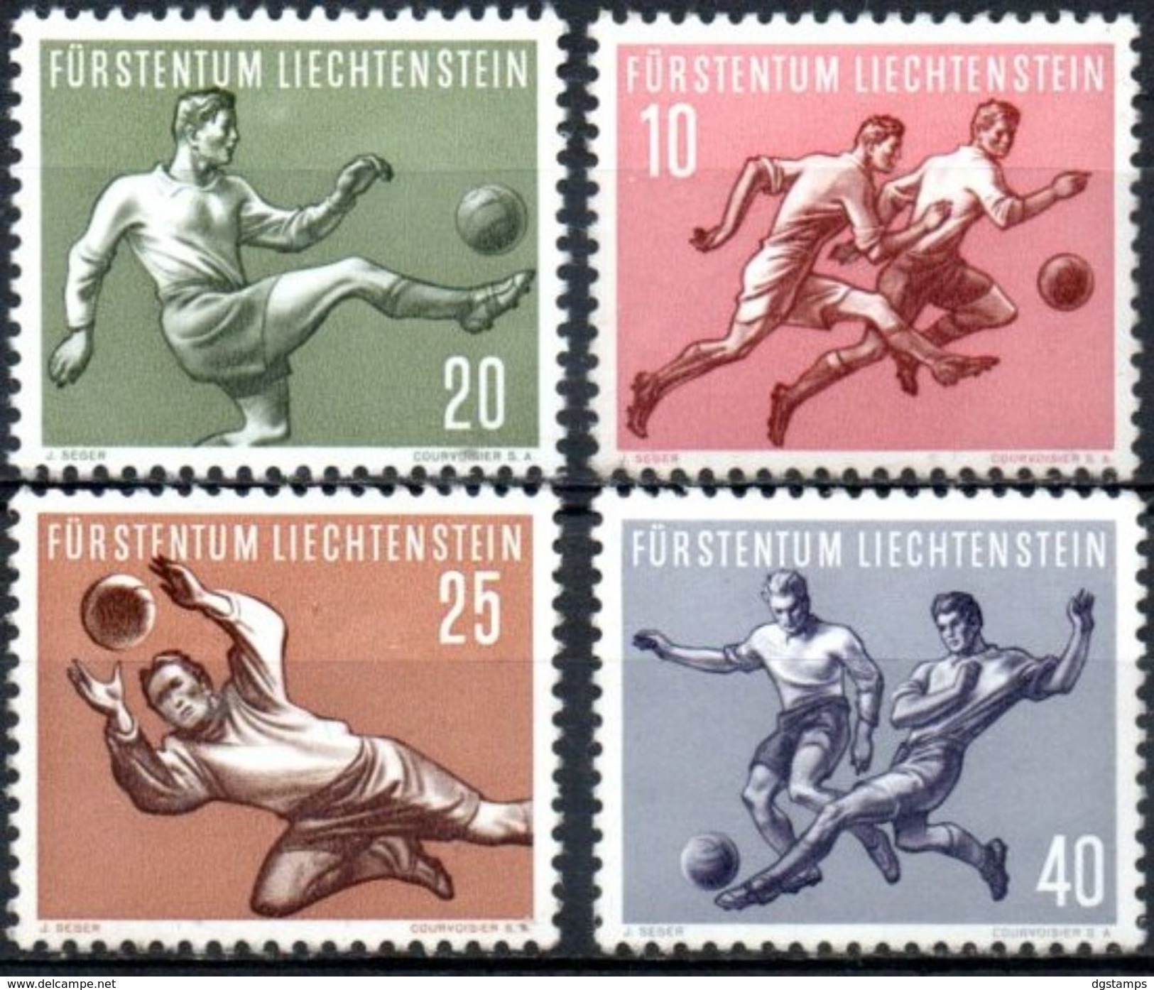 LIECHTENSTEIN 1954 ** YVERT 284-87 Primera Serie Deportiva. Fútbol Mundial. - 1954 – Suisse