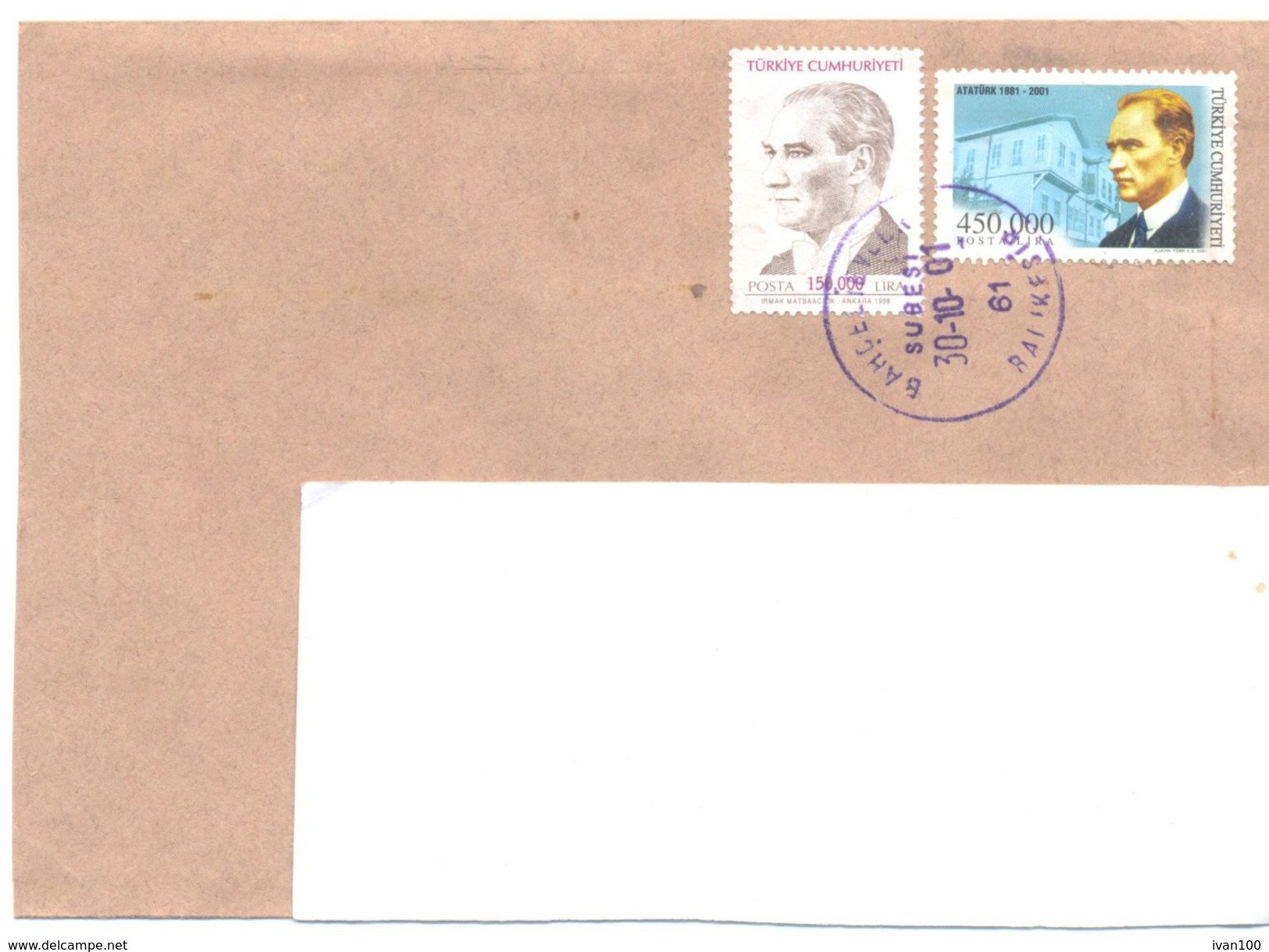 2001.Turkey, The Letter Sent By  Air-mail Post To Moldova - Lettres & Documents