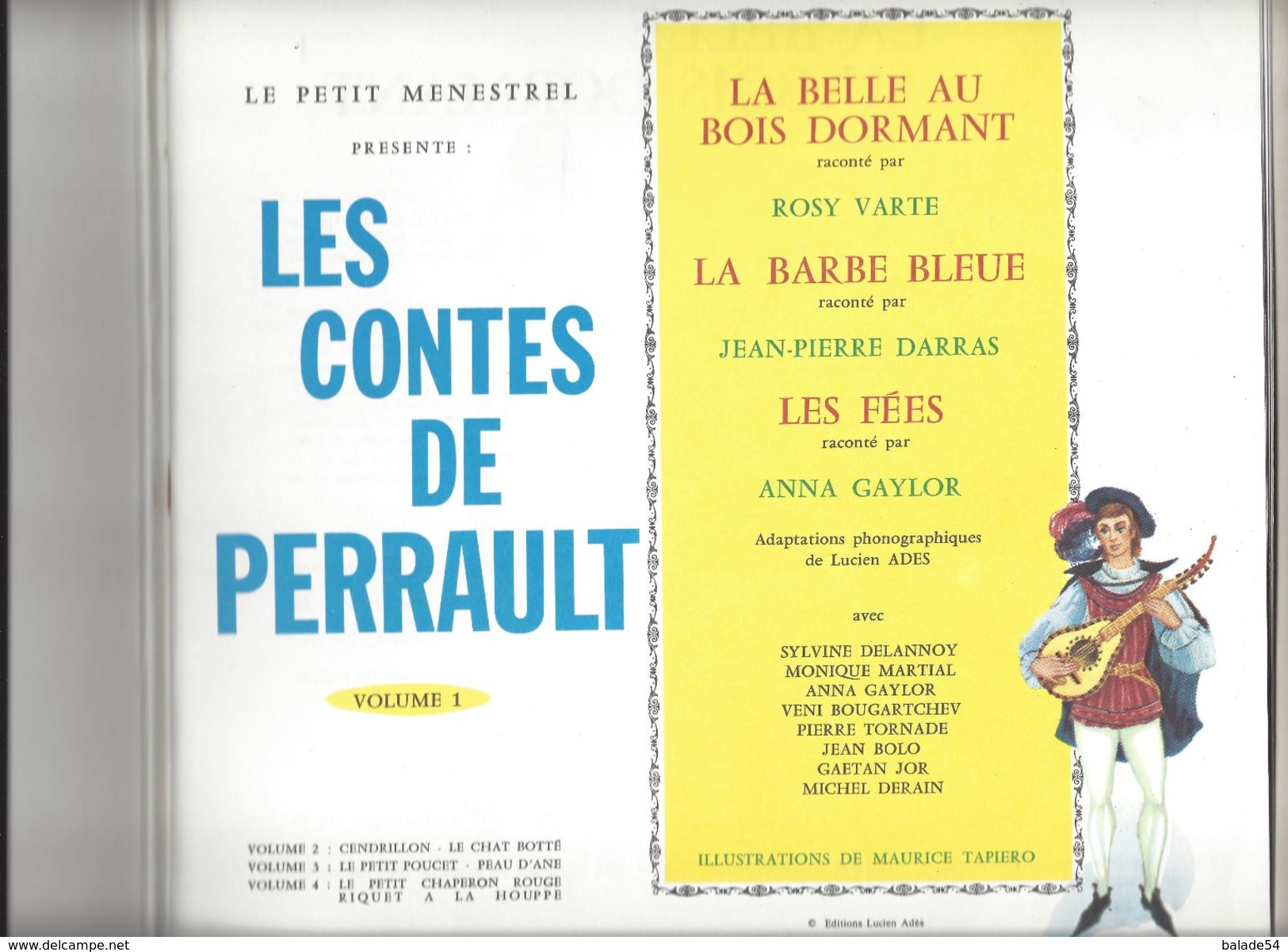 LIVRE - DISQUE "Le Petit Ménestrel" La Belle Au Bois Dormant / La Barbe Bleue / Les Fées Volume 1 - 1973 - Kinderlieder