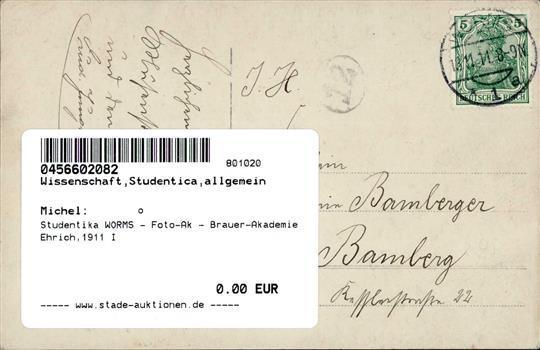 Studentika WORMS - Foto-Ak - Brauer-Akademie Ehrich,1911 I - Zonder Classificatie