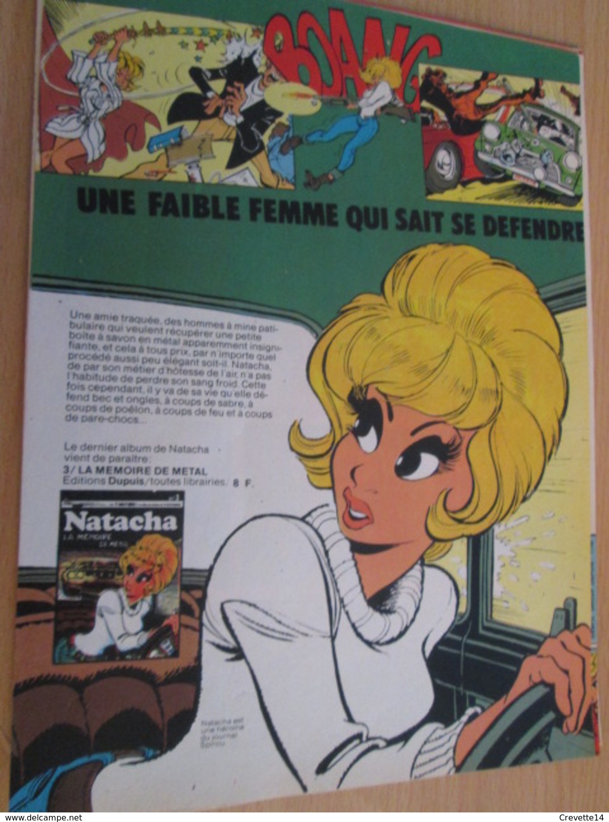 CLIP118 : PUBLICITE De REVUE SPIROU Avec NATACHA Par WALTHERY  Découpée Dans Une Revue Des 70's , Page A4 - Natacha