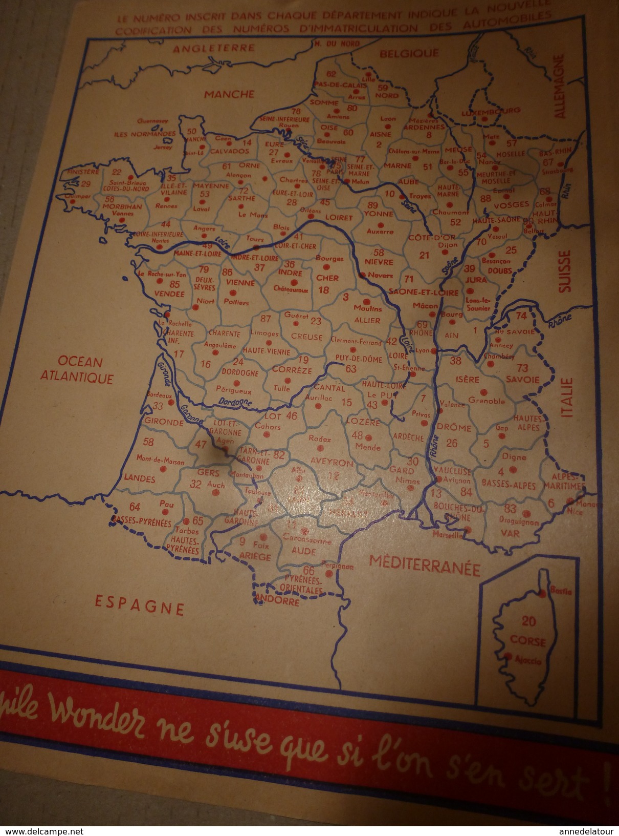 Protège Cahier Publicitaire Ancien  PILE WONDER Avec Système Métrique, Emploi Du Temps Et Carte De France - Chocolade En Cacao