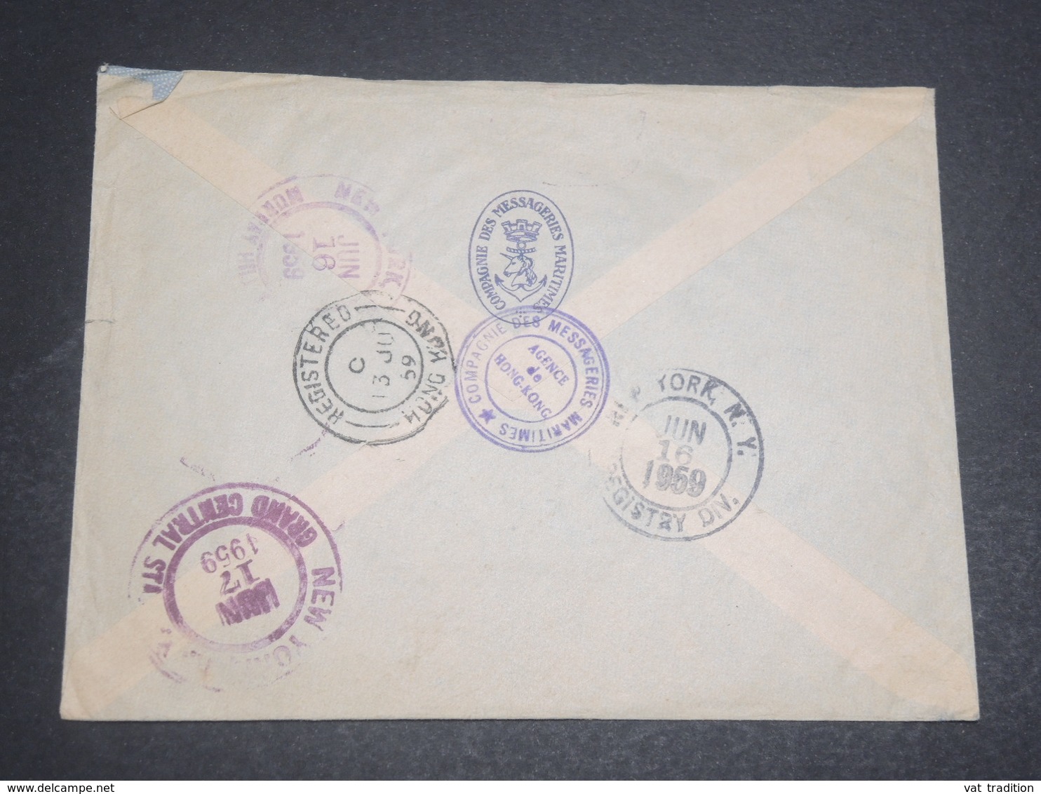 HONG KONG - Enveloppe En Recommandé Pour Les Etats-Unis En 1959 , Affranchissement Plaisant - L 12032 - Lettres & Documents