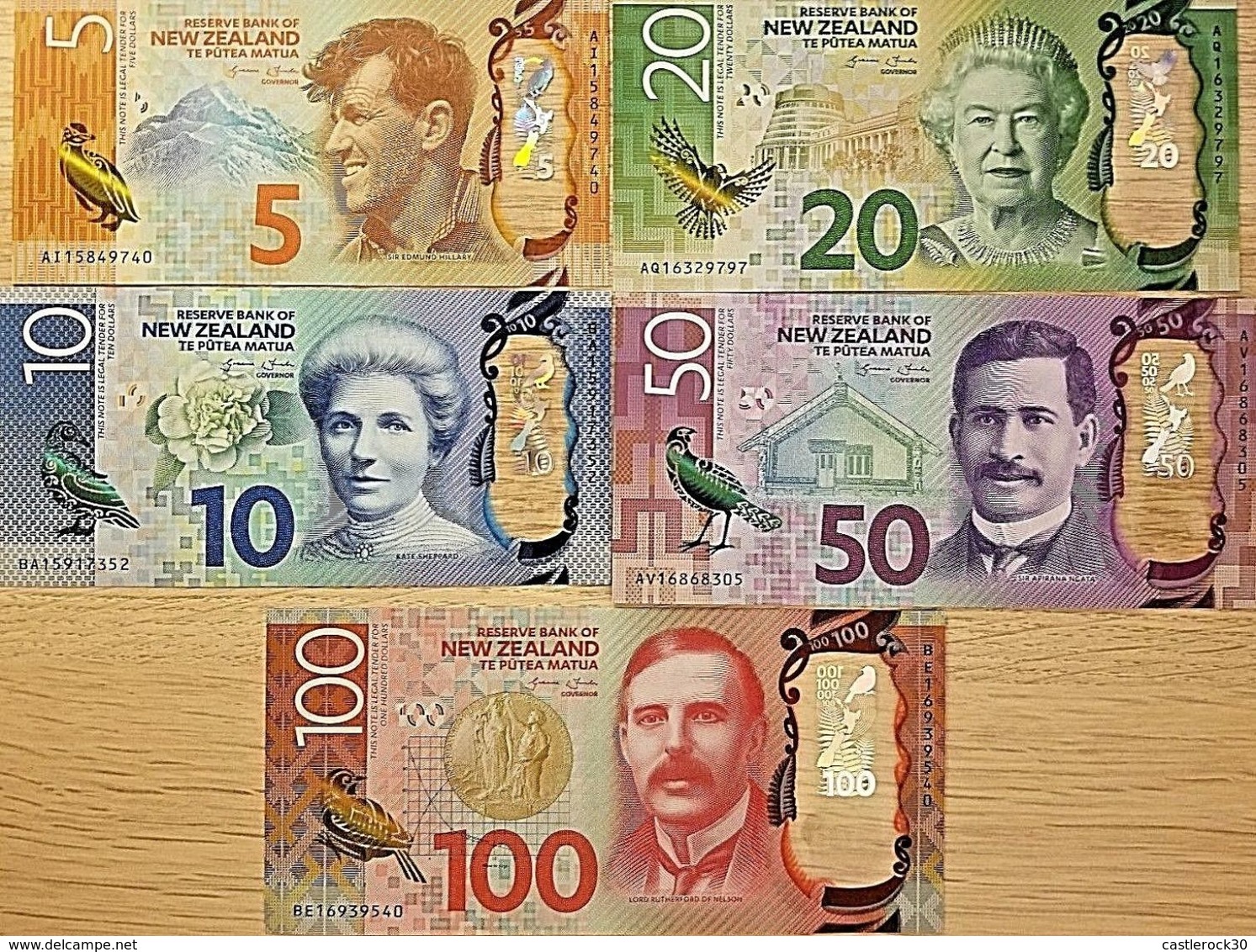 C) NEW ZEALAND BANK NOTES 5 PC SET UNC ND 2015 - 2016 - Nouvelle-Zélande