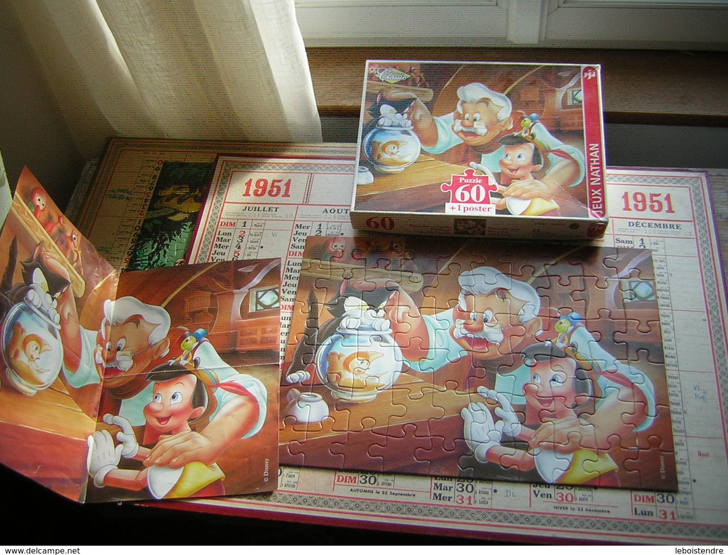 PUZZLE 60 PIECES  26 X 36 CM PINOCCHIO EN FAMILLE  JEUX NATHAN 1995 DISNEY CLASSIC - Puzzles