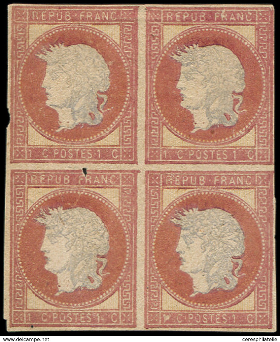 (*) ESSAIS  1876 : Projet Gaiffe, 1c. Rose Et Gris, BLOC De 4 Défx, B/TB - Sonstige & Ohne Zuordnung