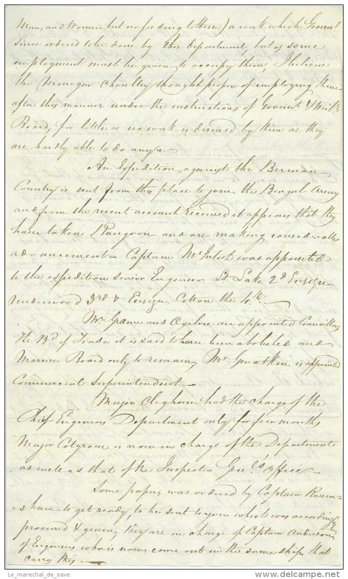 1st Anglo-Burmese-War Madras India 1824 Guernsey De Havilland Chennai Ship Letter - ...-1852 Prephilately