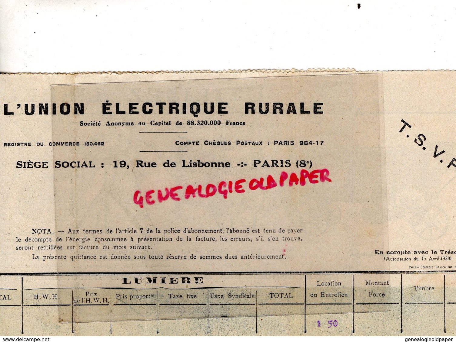 36- LA SOUTERRAINE- FACTURE UNION ELECTRIQUE RURALE-1931- RUE LISBONNE PARIS- A LA FERME-BATTEUSE-AGRICULTURE-BOUILLOIRE - Electricité & Gaz