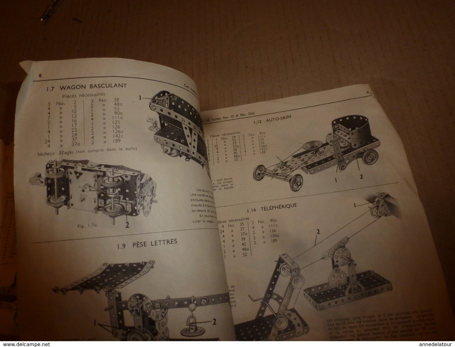 1940 Lot de 3 notices (manuels d'instruction) pour MECCANO pour boites  1A , 2A , 3A