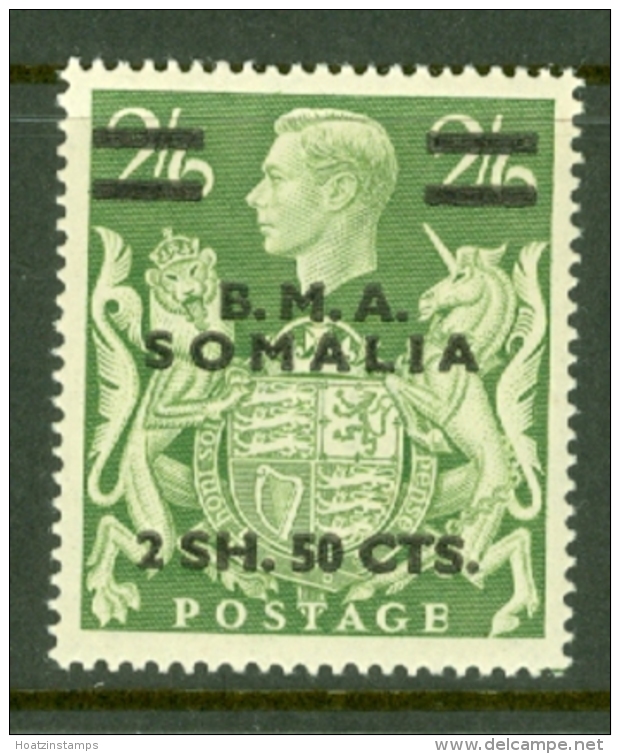 Somalia: 1948   KGVI 'B.M.A. Somalia' OVPT   SG S19   2s 50 On 2/6d    MH - Somalië