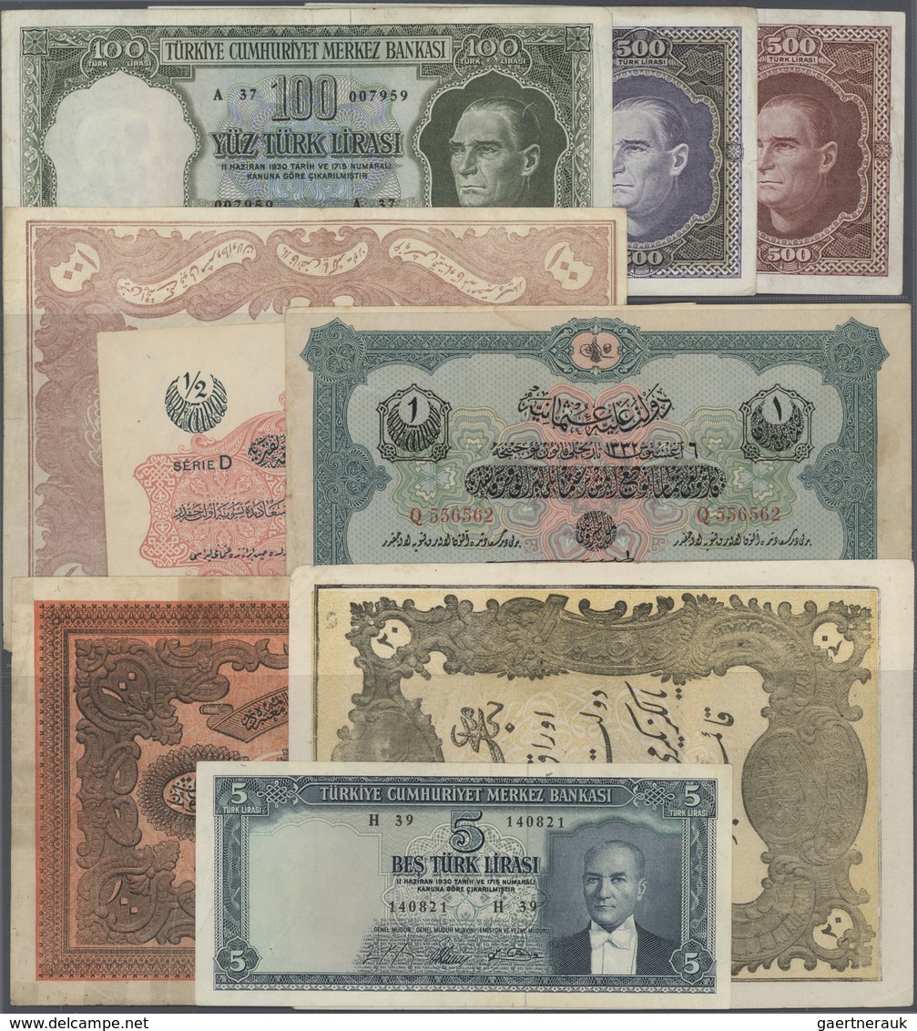 Turkey / Türkei: Large Lot Of About 500 Pcs Of Different Times Of Turkish Banknote History Containin - Turkey
