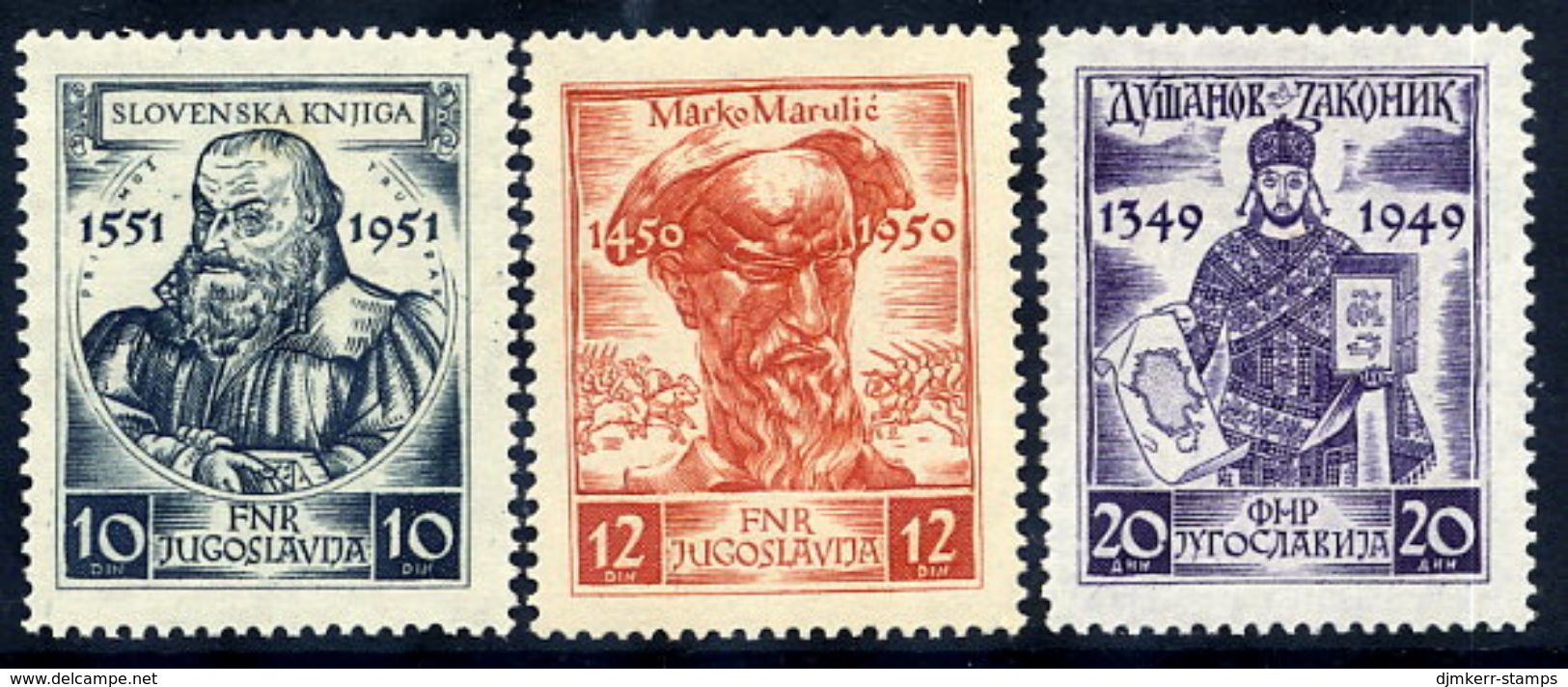 YUGOSLAVIA 1951 Medieval Writers  MNH / **.  Michel 668-70 - Ongebruikt