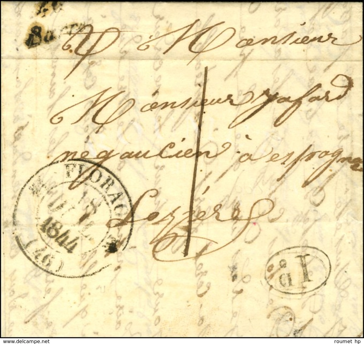 46 / Barre Càd T 12 FLORAC (46) Taxe 1 Sur Lettre Locale. 1844. - TB. - R. - 1801-1848: Vorläufer XIX